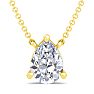 1 Carat Pear Shape Lab Grown Diamond Solitaire Necklace In 14K Yellow Gold Over Sterling Silver Image-1