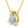 1 Carat Pear Shape Lab Grown Diamond Solitaire Necklace In 14K Yellow Gold Over Sterling Silver Image-2