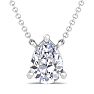 1 Carat Pear Shape Lab Grown Diamond Solitaire Necklace In Sterling Silver Image-1