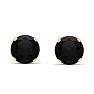 1 Carat Black Moissanite Stud Earrings In Yellow Gold Image-2