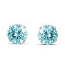 1 Carat Blue Moissanite Stud Earrings In White Gold Image-2