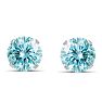 2 Carat Blue Moissanite Stud Earrings In White Gold Image-2