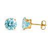 2 Carat Blue Moissanite Stud Earrings In Yellow Gold Image-4