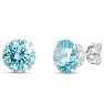 4 Carat Blue Moissanite Stud Earrings In White Gold Image-1