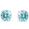 4 Carat Blue Moissanite Stud Earrings In White Gold Image-2