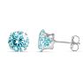 4 Carat Blue Moissanite Stud Earrings In White Gold Image-4