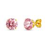 1 Carat Pink Moissanite Stud Earrings In Yellow Gold Image-1