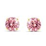1 Carat Pink Moissanite Stud Earrings In Yellow Gold Image-2