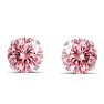 2 Carat Pink Moissanite Stud Earrings In White Gold Image-2