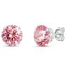 4 Carat Pink Moissanite Stud Earrings In White Gold Image-1