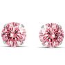 4 Carat Pink Moissanite Stud Earrings In White Gold Image-2