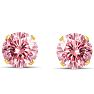 4 Carat Pink Moissanite Stud Earrings In Yellow Gold Image-2