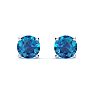 Estate Jewelry 3/4 Carat Blue Diamond Stud Earrings In 14 Karat White Gold Image-2