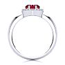 Estate Jewelry 1 Carat Heart Shaped Created Ruby and Diamond Ring In Sterling Silver, Size 7 Image-3