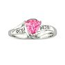 Estate Jewelry 3/4ct Trillion Created Pink Sapphire and Diamond Ring In Sterling Silver, Size 4 Image-1