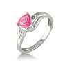 Estate Jewelry 3/4ct Trillion Created Pink Sapphire and Diamond Ring In Sterling Silver, Size 4 Image-2