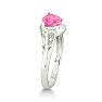 Estate Jewelry 3/4ct Trillion Created Pink Sapphire and Diamond Ring In Sterling Silver, Size 4 Image-3