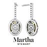 Martha Stewart 2 1/2 Carat Oval Shape Fancy Yellow Lab Grown Diamond Drop Earrings In 14 Karat White Gold Image-2