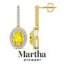 Martha Stewart 2 1/2 Carat Oval Shape Fancy Yellow Lab Grown Diamond Drop Earrings In 14 Karat Yellow Gold Image-1