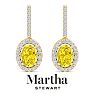 Martha Stewart 2 1/2 Carat Oval Shape Fancy Yellow Lab Grown Diamond Drop Earrings In 14 Karat Yellow Gold Image-5