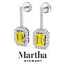 Martha Stewart 2 1/2 Carat Emerald Cut Fancy Yellow Lab Grown Diamond Drop Earrings In 14 Karat White Gold Image-7