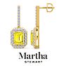 Martha Stewart 2 1/2 Carat Emerald Cut Fancy Yellow Lab Grown Diamond Drop Earrings In 14 Karat Yellow Gold Image-1