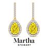Martha Stewart 2 1/2 Carat Pear Shape Fancy Yellow Lab Grown Diamond Drop Earrings In 14 Karat Yellow Gold Image-5