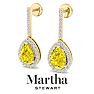 Martha Stewart 2 1/2 Carat Pear Shape Fancy Yellow Lab Grown Diamond Drop Earrings In 14 Karat Yellow Gold Image-7