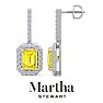 Martha Stewart 2 1/2 Carat Emerald Cut Fancy Yellow Lab Grown Diamond Drop Earrings In Sterling Silver Image-1