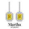 Martha Stewart 2 1/2 Carat Emerald Cut Fancy Yellow Lab Grown Diamond Drop Earrings In Sterling Silver Image-5