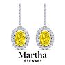 Martha Stewart 2 1/2 Carat Oval Shape Fancy Yellow Lab Grown Diamond Drop Earrings In Sterling Silver Image-5
