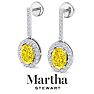 Martha Stewart 2 1/2 Carat Oval Shape Fancy Yellow Lab Grown Diamond Drop Earrings In Sterling Silver Image-7