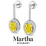 Martha Stewart 2 1/2 Carat Oval Shape Fancy Yellow Lab Grown Diamond Drop Earrings In Sterling Silver Image-8