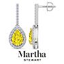 Martha Stewart 2 1/2 Carat Pear Shape Fancy Yellow Lab Grown Diamond Drop Earrings In Sterling Silver Image-1