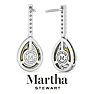 Martha Stewart 2 1/2 Carat Pear Shape Fancy Yellow Lab Grown Diamond Drop Earrings In Sterling Silver Image-2