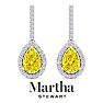 Martha Stewart 2 1/2 Carat Pear Shape Fancy Yellow Lab Grown Diamond Drop Earrings In Sterling Silver Image-5