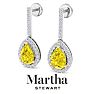 Martha Stewart 2 1/2 Carat Pear Shape Fancy Yellow Lab Grown Diamond Drop Earrings In Sterling Silver Image-7