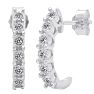 Estate Jewelry 1/8 Carat Natural Diamond J Hoop Earrings In Sterling Silver G-H, I2-I3 Image-1