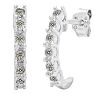 Estate Jewelry 1/8 Carat Natural Diamond J Hoop Earrings In Sterling Silver J-K, I2-I3 Image-1