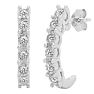Estate Jewelry 1/4 Carat Natural Diamond J Hoop Earrings In Sterling Silver G-H, I2-I3 Image-1