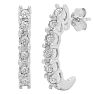 Estate Jewelry 1/4 Carat Natural Diamond J Hoop Earrings In Sterling Silver J-K, I2-I3 Image-1
