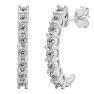 Estate Jewelry 1/4 Carat Natural Diamond J Hoop Earrings In Sterling Silver G-H, I2-I3 Image-1