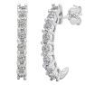 Estate Jewelry 1/4 Carat Natural Diamond J Hoop Earrings In Sterling Silver J-K, I2-I3 Image-1