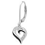 Estate Jewelry Black and White Diamond Heart Earrings In Sterling Silver With Leverbacks Image-3
