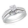 Estate Jewelry 3/4 Carat Created Diamond Bridal Set, Sterling Silver Size 7 Image-2