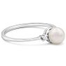 Round Freshwater Cultured Pearl and Diamond Accent Ring In 14 Karat White Gold, Great For Ring Finger Or Pinky! Image-2