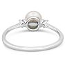 Round Freshwater Cultured Pearl and Diamond Accent Ring In 14 Karat White Gold, Great For Ring Finger Or Pinky! Image-3