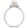 Round Freshwater Cultured Pearl and Diamond Accent Ring In 14 Karat White Gold, Great For Ring Finger Or Pinky! Image-4