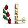 2 1/4 Carat Emerald and Ruby Earring Climbers In 14 Karat Yellow Gold Image-2