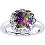 2 Carat Cushion Shape Mystic Topaz Ring With Diamonds in 10 Karat White Gold Image-1